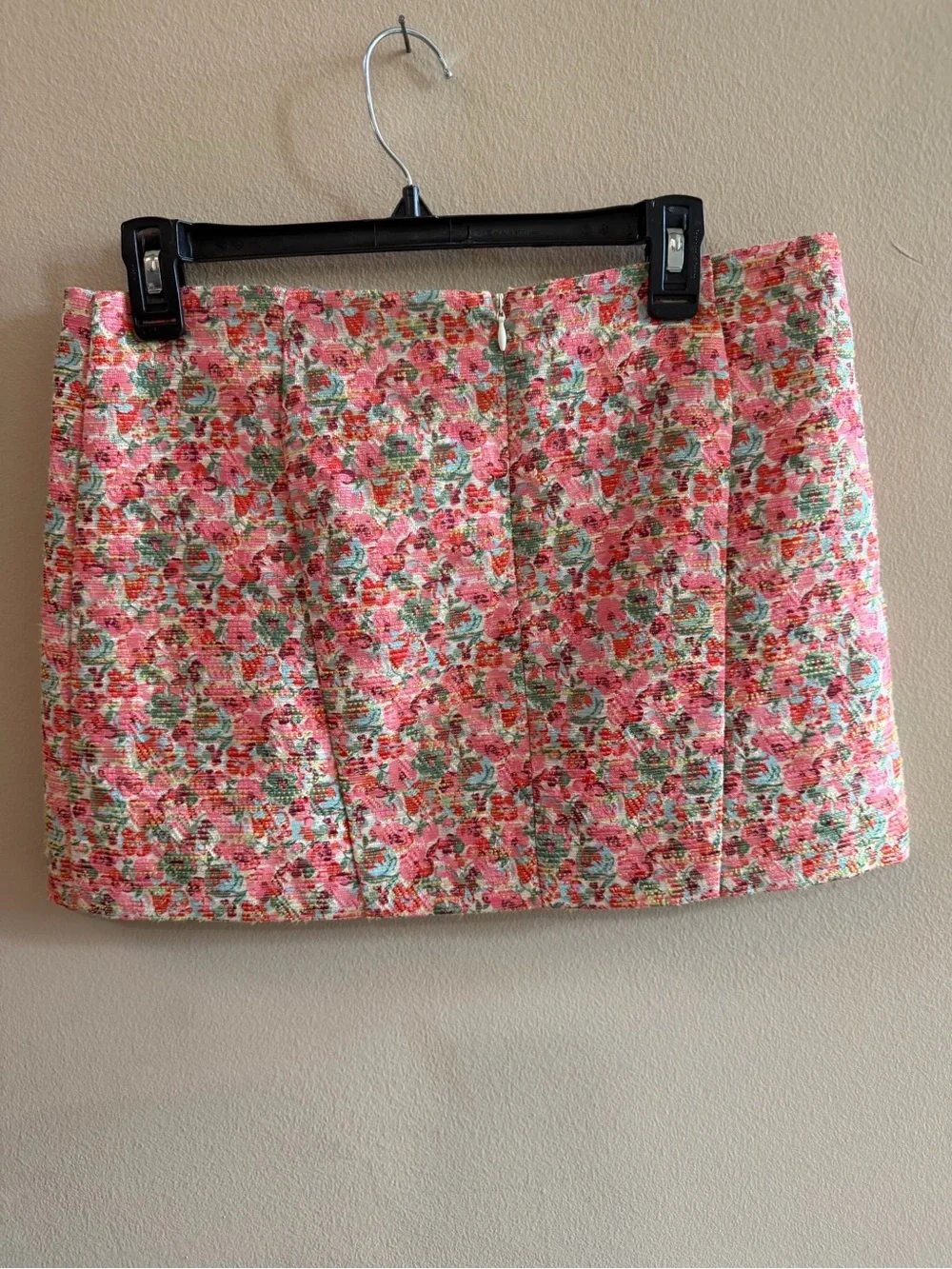 Topshop Pink Floral Textured Mini Skirt
